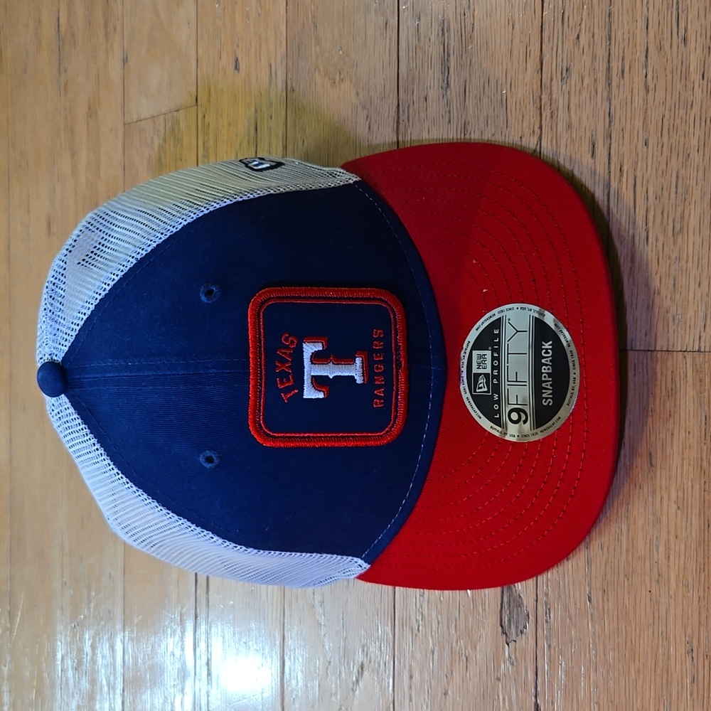 New Era Tecas Rangers Squared Patch Low Profile 9FIFTY Snapback Hat Blue